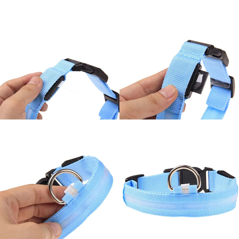 Adjustable LED Dog Collar with Blinking Light for Improved Pet Safety