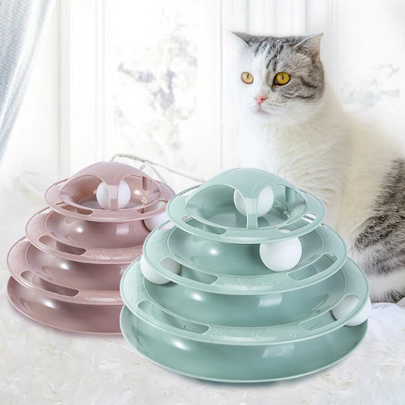 3-Tier Interactive Cat Toy Tower for Intelligence Training and Amusement