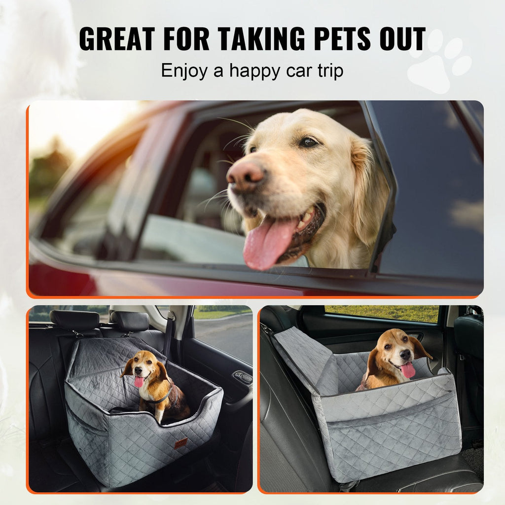 Premium Dog Booster Car Seat for Medium to Large Dogs up to 55 lbs - Gray