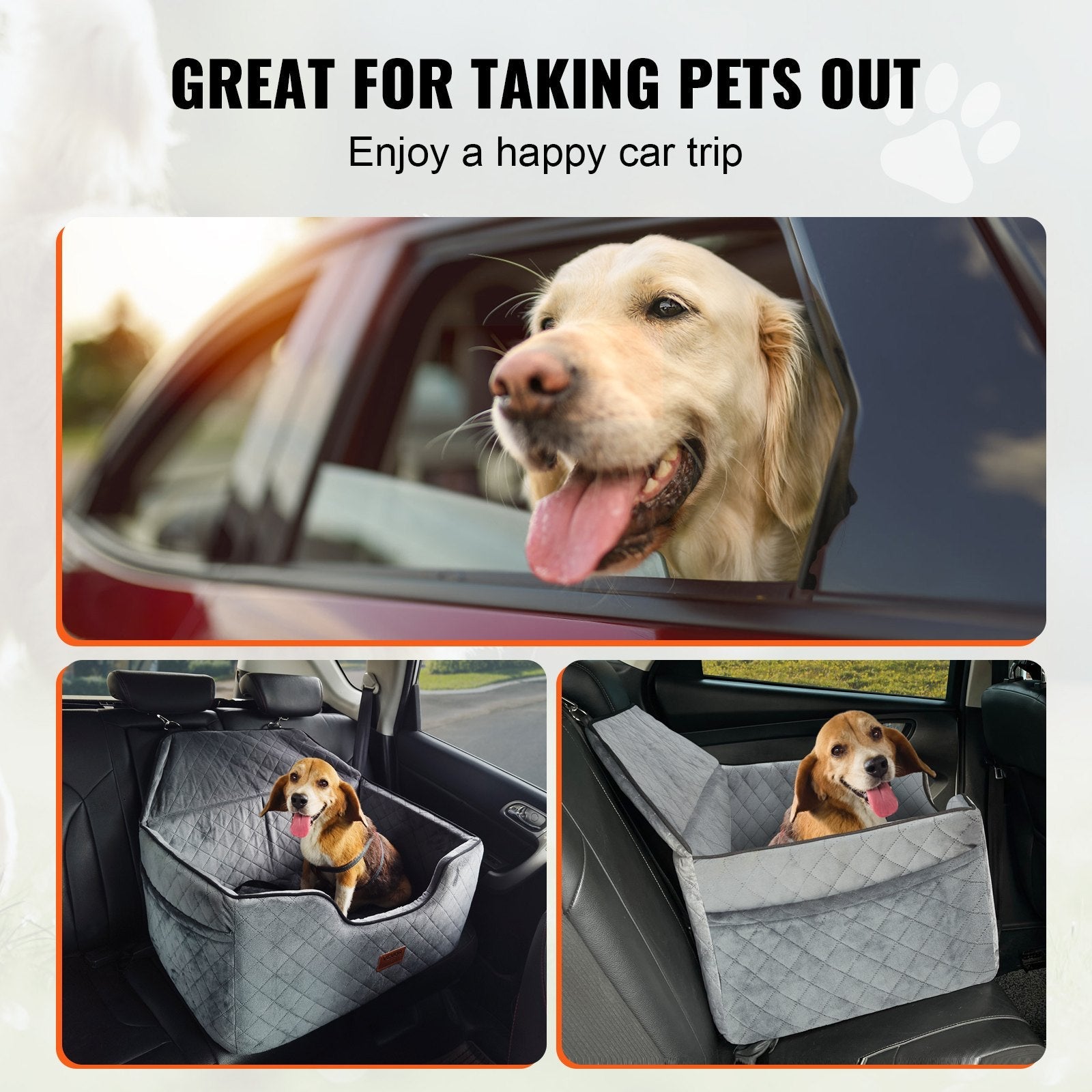 Premium Dog Booster Car Seat for Medium to Large Dogs up to 55 lbs - Gray
