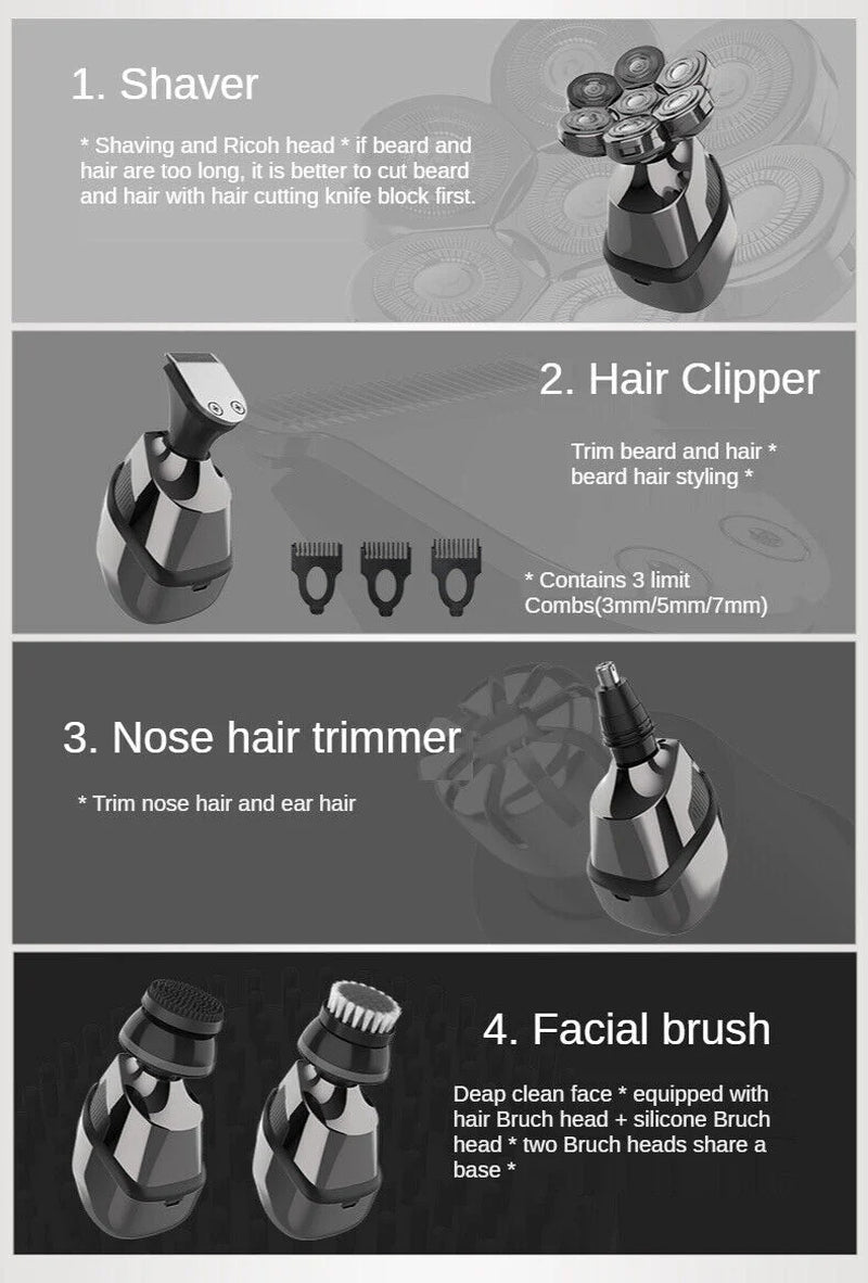  Men’s 5-In-1 Electric Cordless Head Shaver  