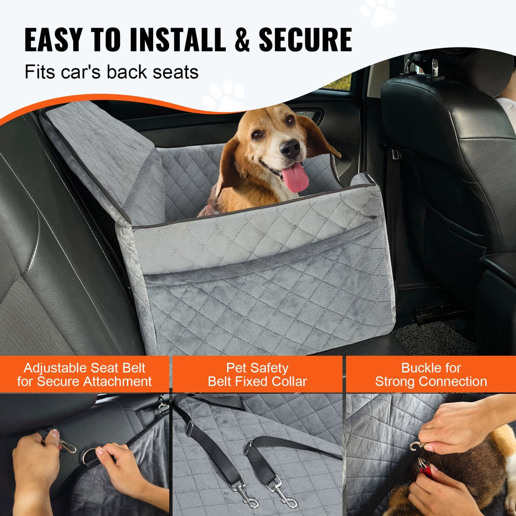 Premium Dog Booster Car Seat for Medium to Large Dogs up to 55 lbs - Gray