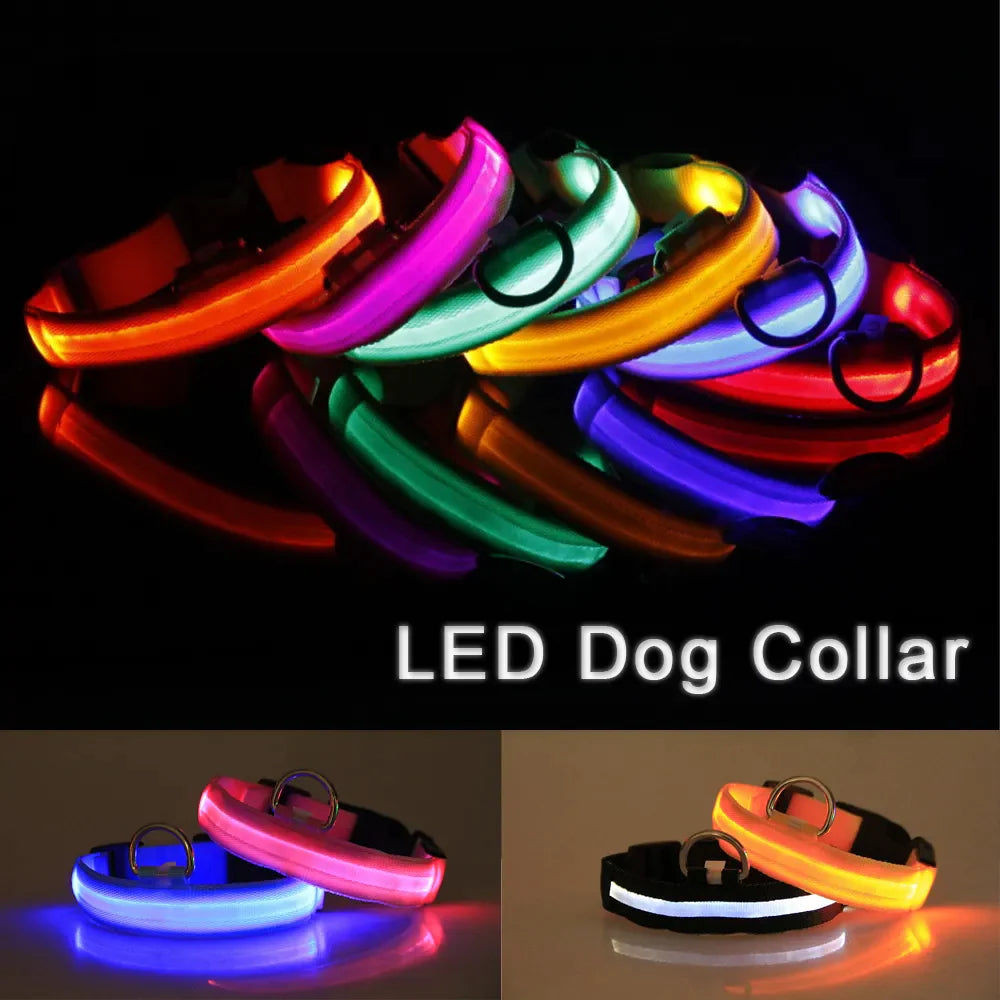 Adjustable LED Dog Collar with Blinking Light for Improved Pet Safety