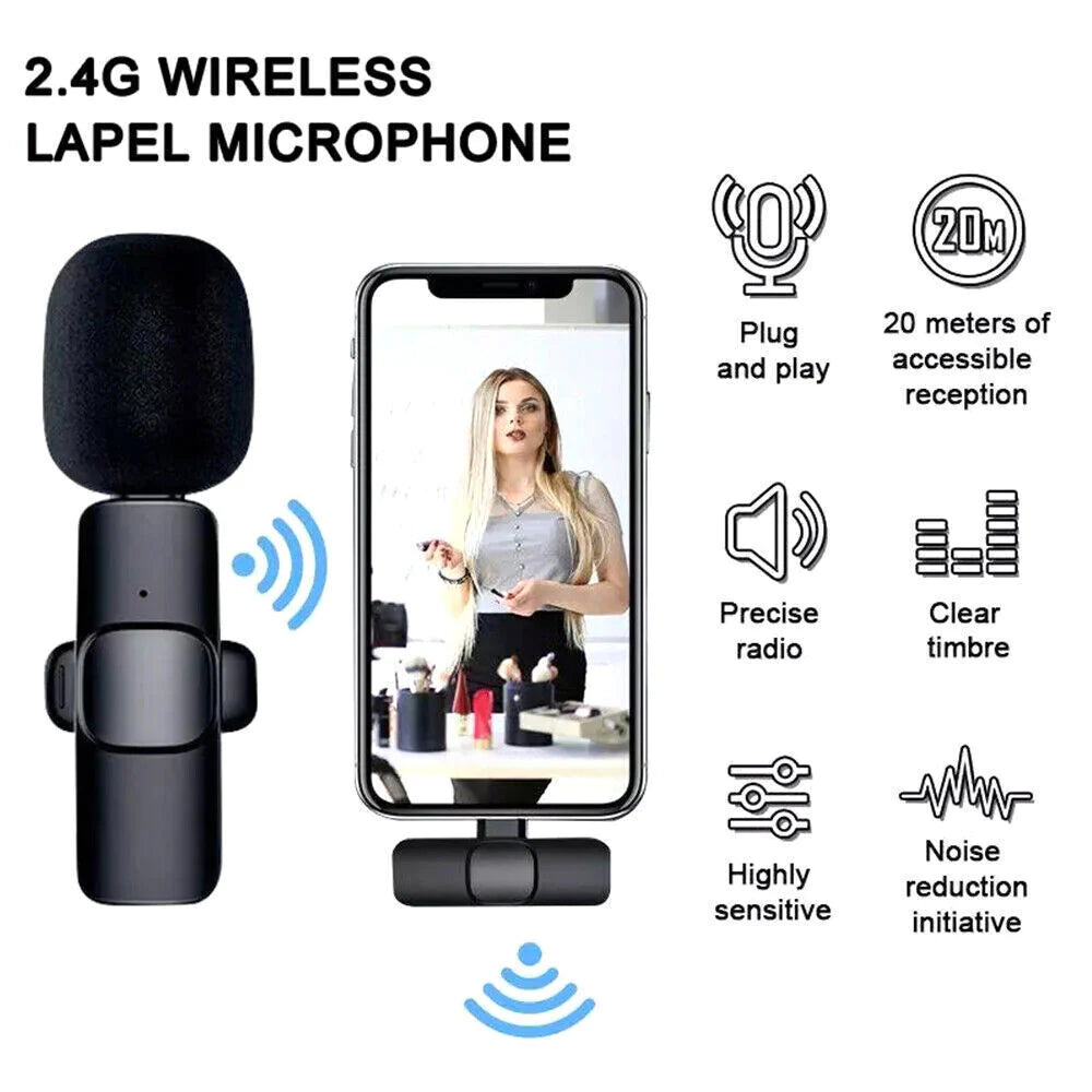 Microphone Wireless Audio Video Recording Mini Mic for Android/Iphone