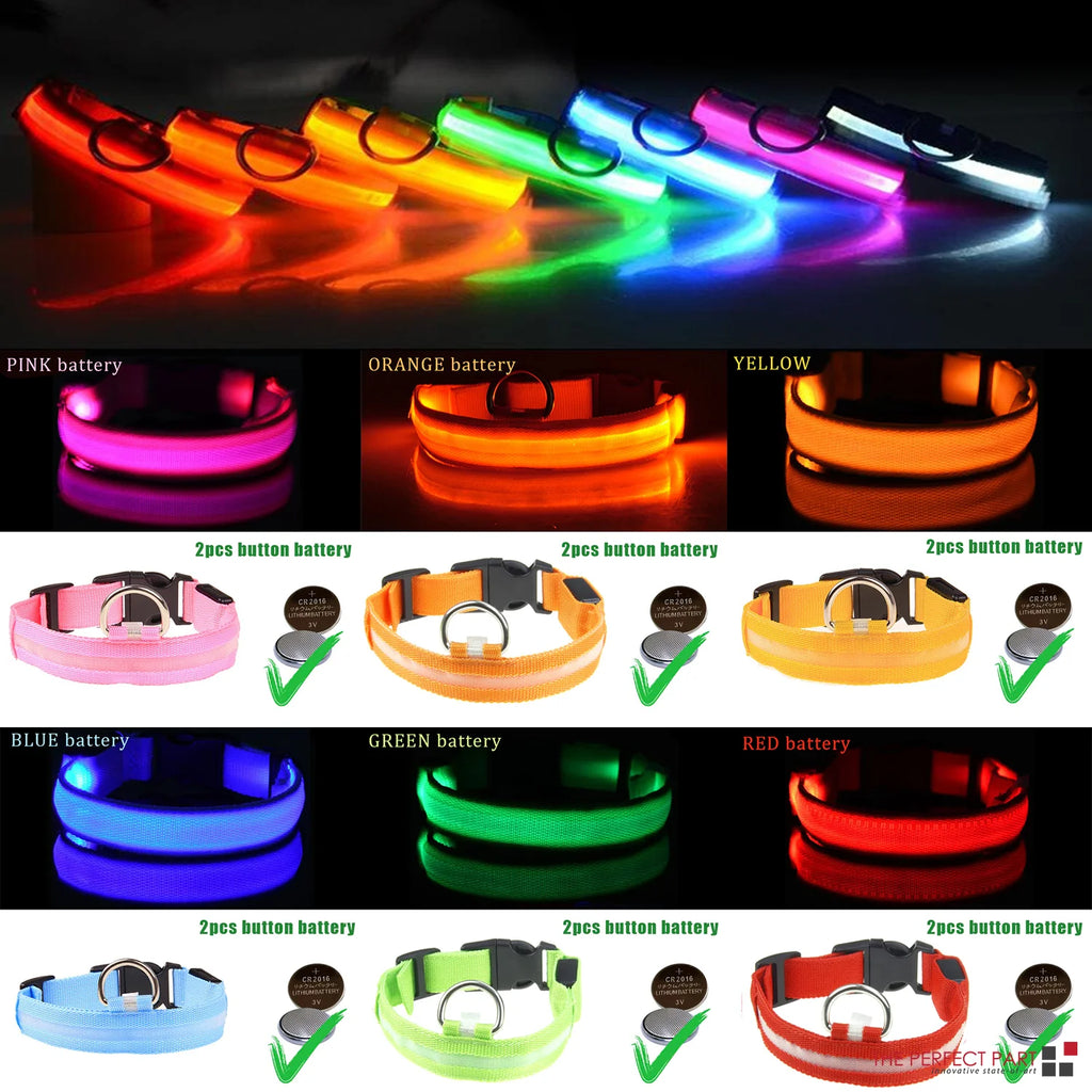 Adjustable LED Dog Collar with Blinking Light for Improved Pet Safety
