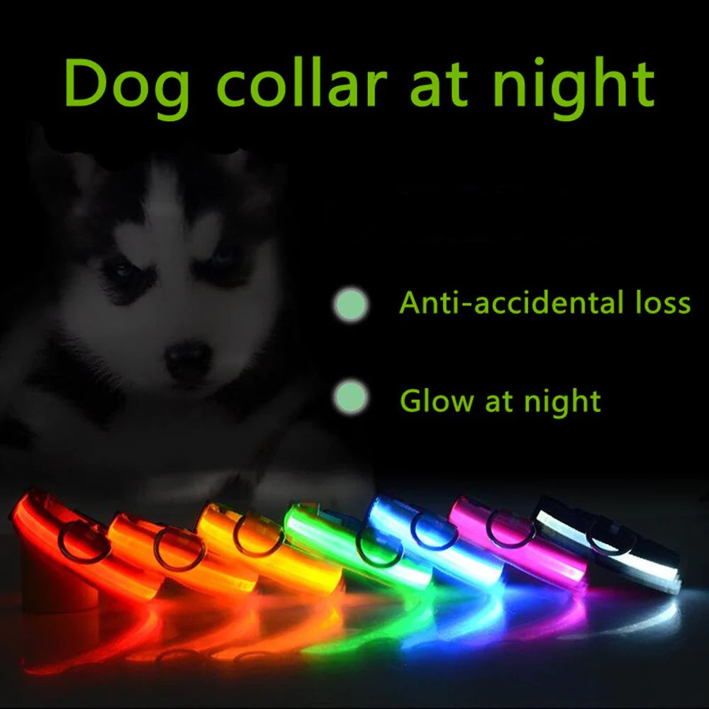 Adjustable LED Dog Collar with Blinking Light for Improved Pet Safety