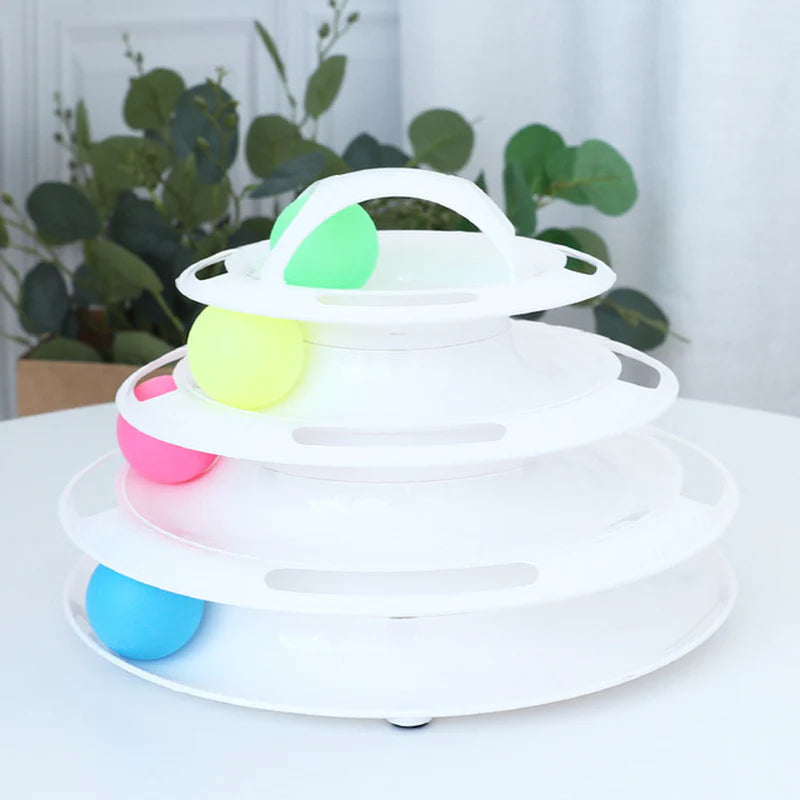 3-Tier Interactive Cat Toy Tower for Intelligence Training and Amusement