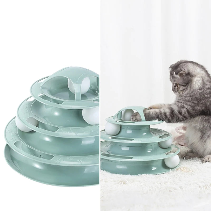 3-Tier Interactive Cat Toy Tower for Intelligence Training and Amusement