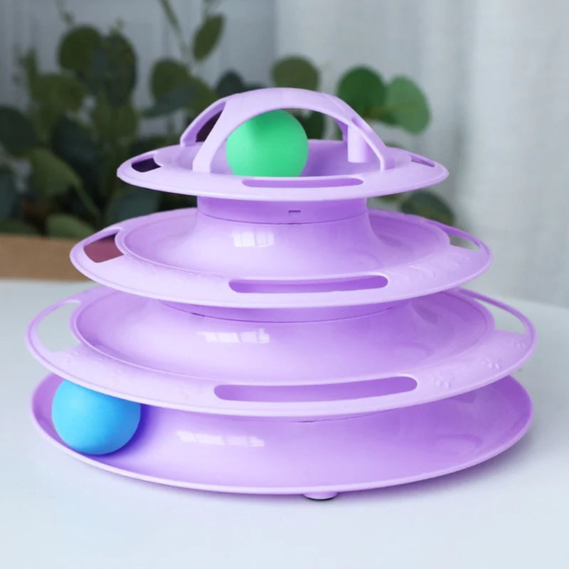 3-Tier Interactive Cat Toy Tower for Intelligence Training and Amusement