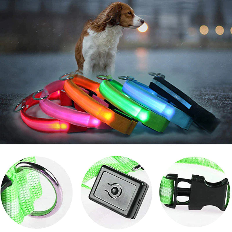 Adjustable LED Dog Collar with Blinking Light for Improved Pet Safety