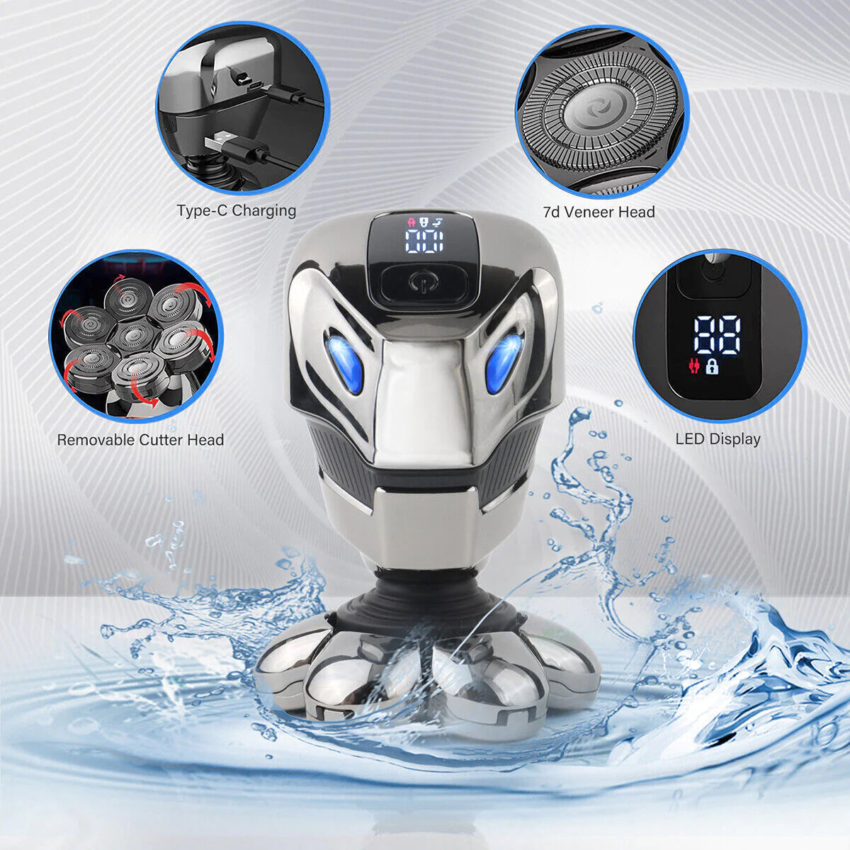  Men’s 5-In-1 Electric Cordless Head Shaver  