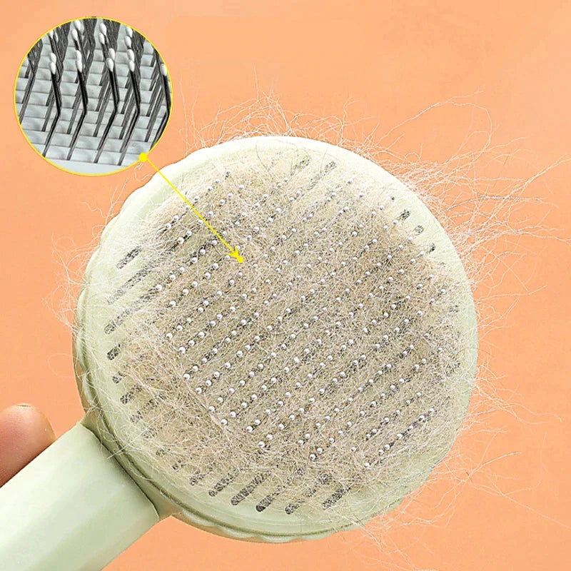 Self-Cleaning Slicker Brush for Cats and Dogs - Pet Hair Removal Grooming Tool