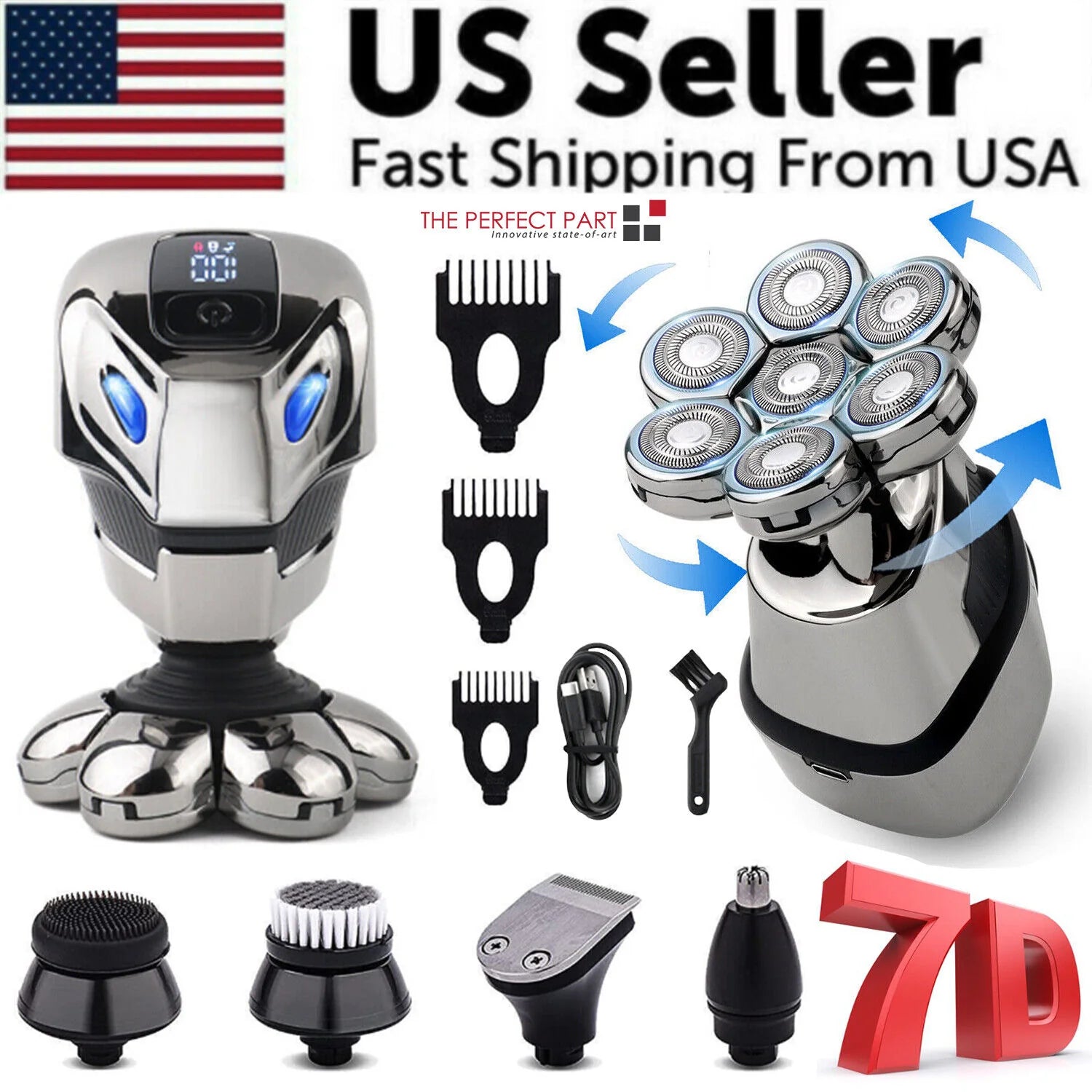  Men’s 5-In-1 Electric Cordless Head Shaver  