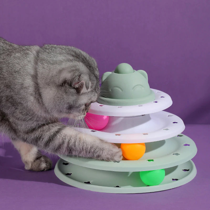 3-Tier Interactive Cat Toy Tower for Intelligence Training and Amusement